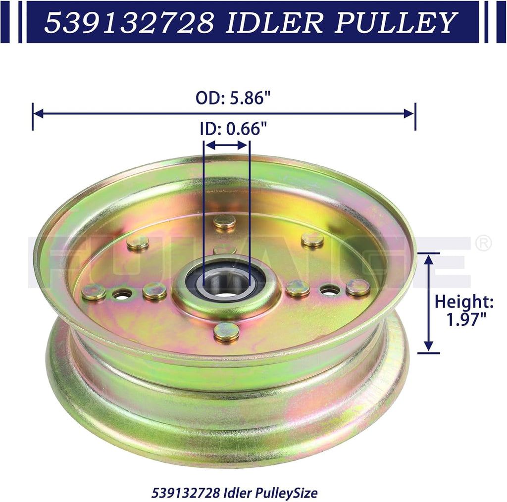 589766102 Replaces Husqvarna 539132728 Deck Idler Pulley for Husqvarna Z246 Idler Pulley, RZ4623, RZ46i, Z248F, MZ61, MZ6128 - with 42" 46" 48" 54" 61" Decks