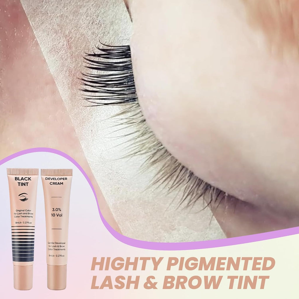 Lash Lift and Black Kit, Full Tube Design Brow Lamination Kit Salon Grade Instant Curling & Coloring With Detailed