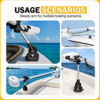 MKA-60 1862060 Trolling Motor Stabilizer Mount Compatible with Minn Kota Terrova Ulterra PowerDrive Riptide 1991-2023, Fold-Down Bracket with Adjustable Arm, Marine Grade Anti-Bounce Mount