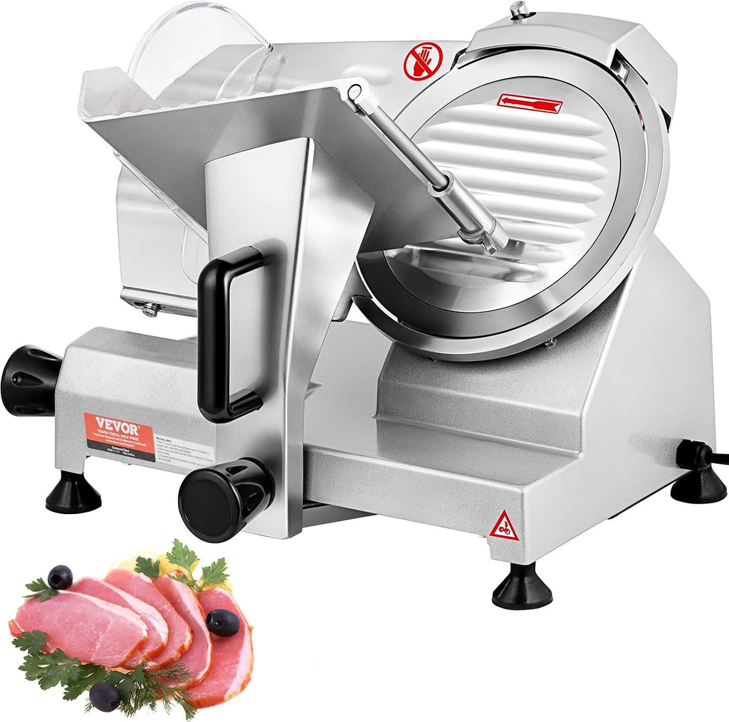 Commercial Meat Slicer, 200W Electric Deli Food Slicer, 0-12mm Adjustable Thickness Electric Meat Slicer, 350-400RPM