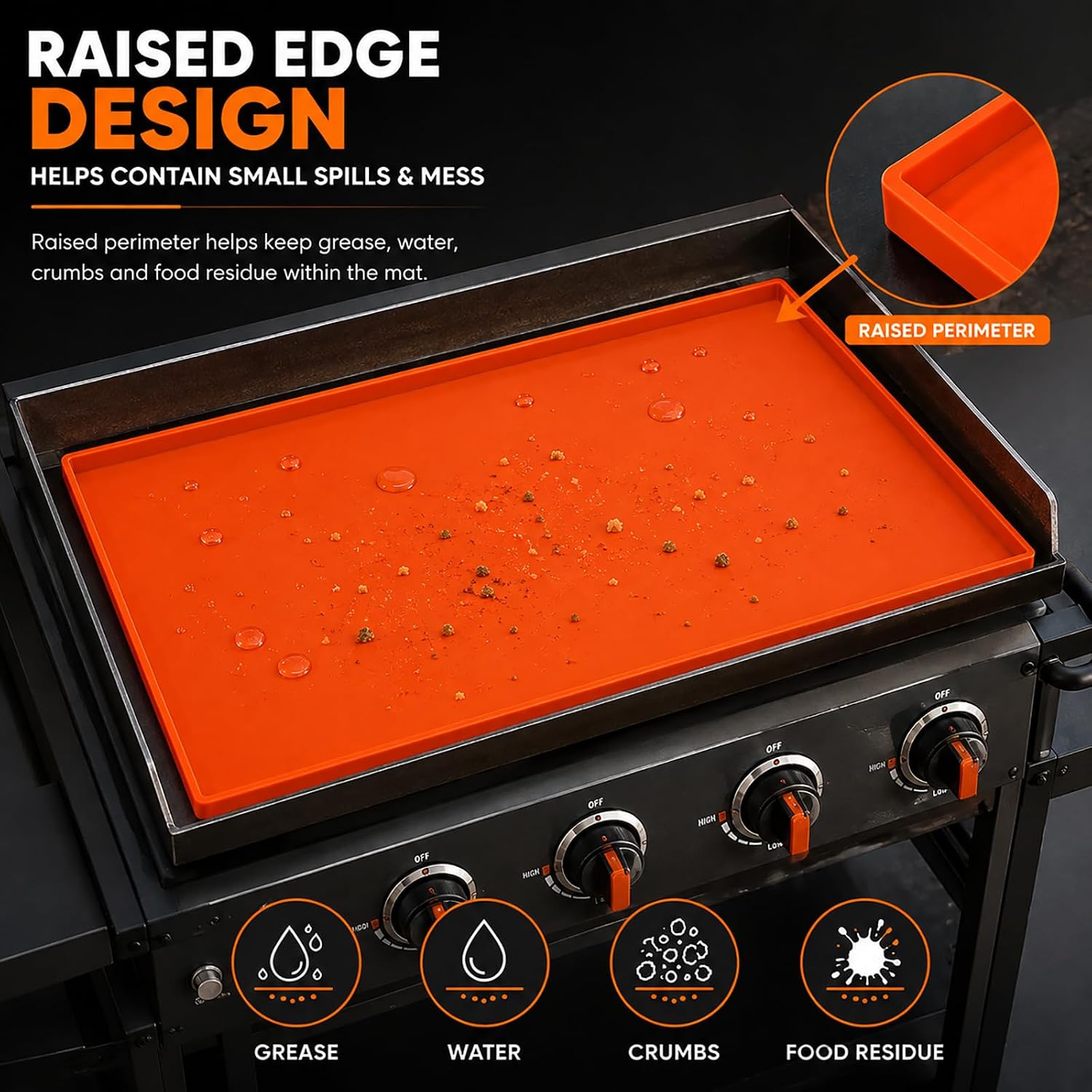 Silicone Griddle Mat for Member's Mark 4 Burner Propane Gas Griddle with Cover 36", Reusable Griddle Cover Mat for