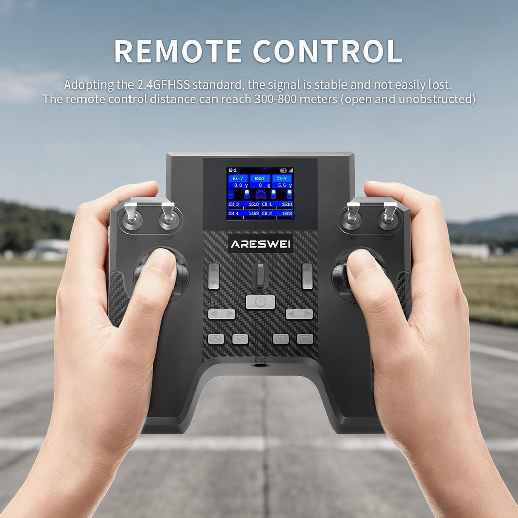 ARESWEI HT-8A 8CH 2.4GHz RC Radio for RC Car Drone Boat | FHSS anti-jamming, 1.7" color screen RSSI telemetry