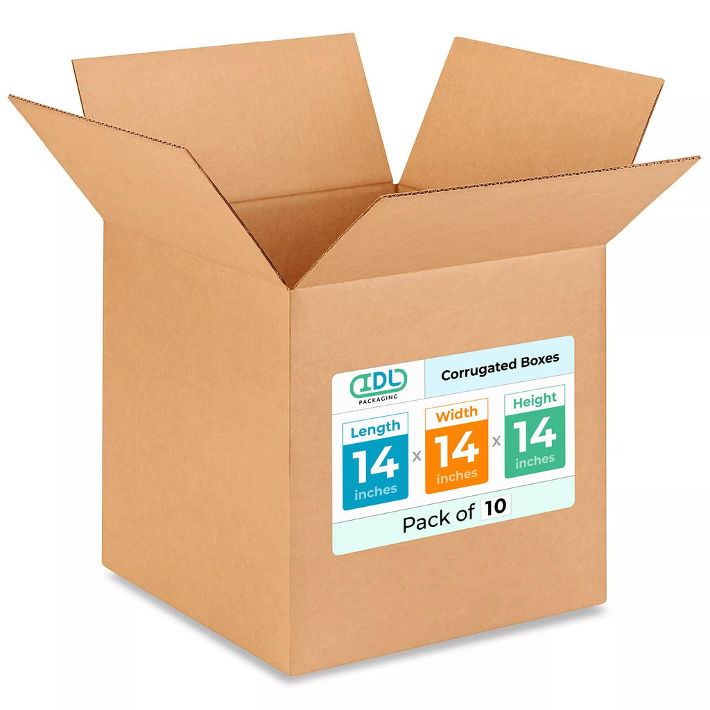 Medium Cube Moving & Shipping Boxes 14x14x14 inches (10-Pack) - Extra Strength 200 lb vs Regular - Corrugated Strong