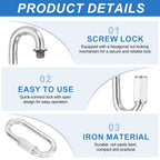 PATIKIL 8 Pcs M6 Quick Links Chain Connectors Iron 1/4" Chrome Tone