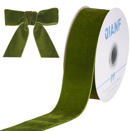 Moss Green Velvet Ribbon 1.5" for Gift Wrapping Christmas Tree Bows