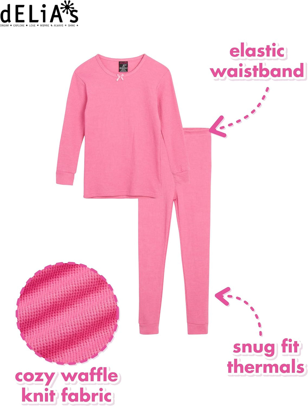 Girls Thermal Underwear Set 6 Piece Waffle Knit Thermal Long Johns | Cozy Warm Base Layer, Soft Stretch Fabric Traps