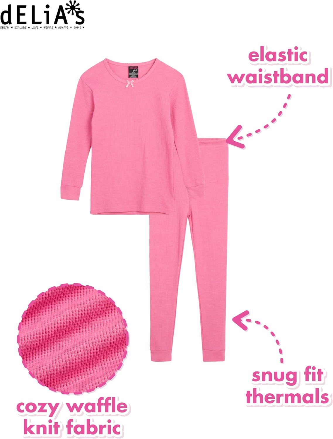 Girls Thermal Underwear Set 6 Piece Waffle Knit Thermal Long Johns | Cozy Warm Base Layer, Soft Stretch Fabric Traps