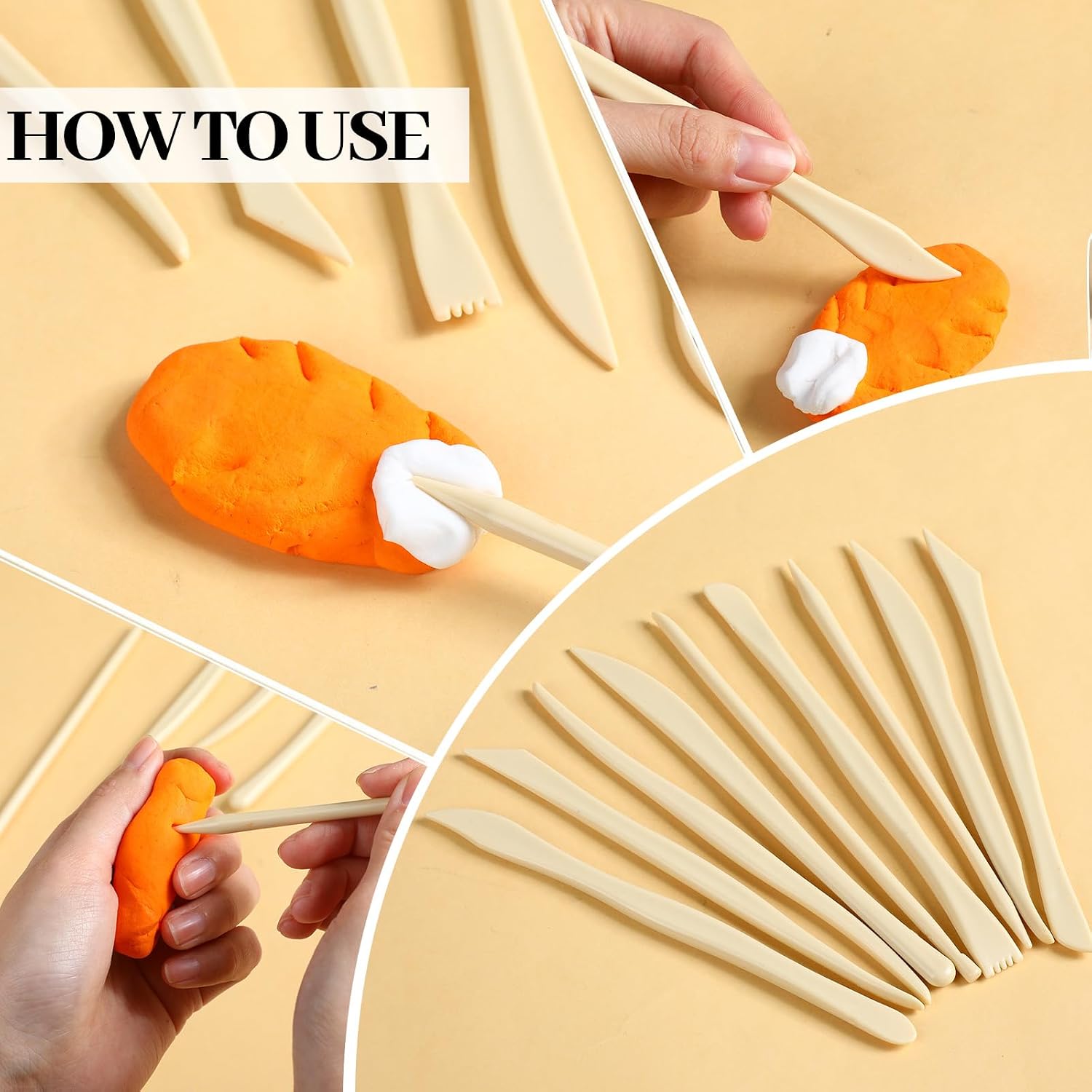 10 Set 100 Pcs Clay Tools, Plastic Sculpting Tools, Classic Style | Different Shapes Clay Carving Cutters, Plastic