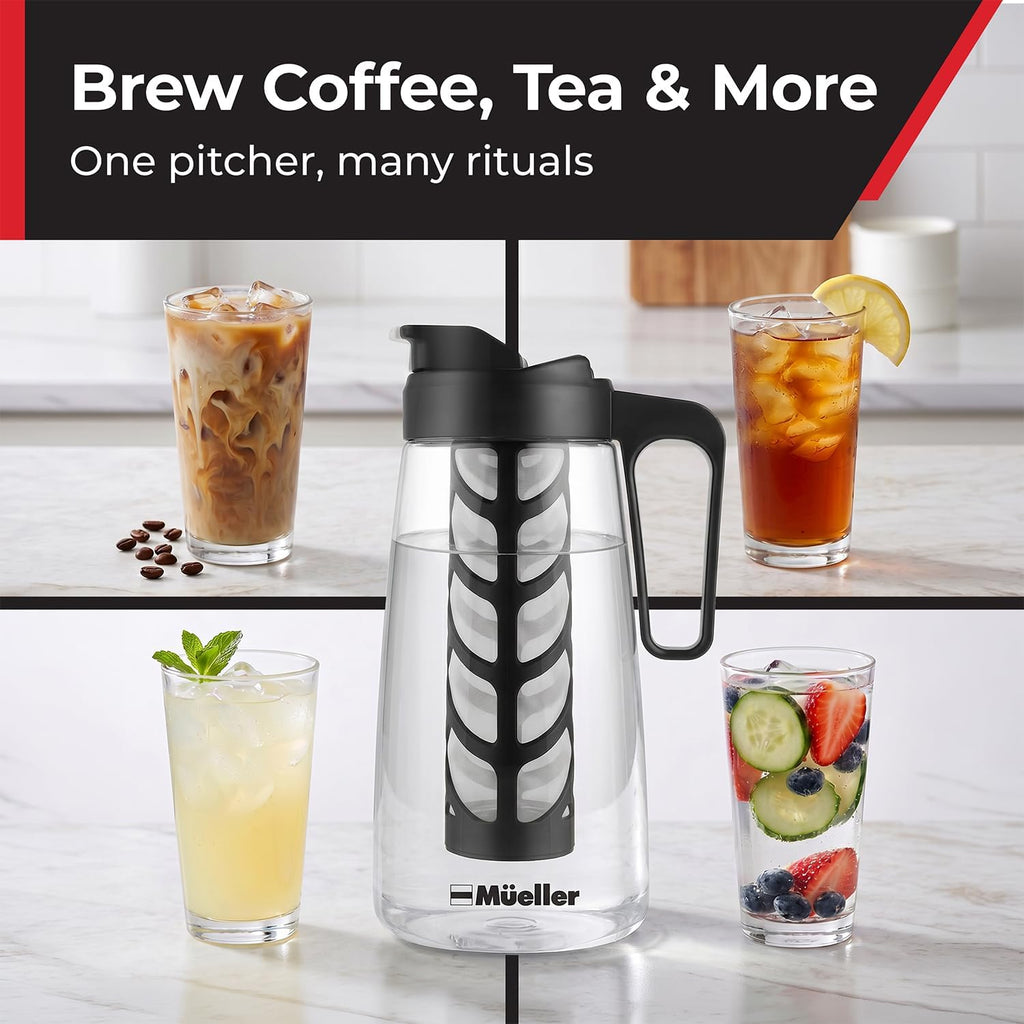 MUELLER HOME Cold Brew Coffee Maker, 64 oz Tritan Fortified Pitcher Pour Spout Handle Lid