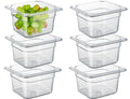 6-Pack 1/6 Size 4" Deep NSF Polycarbonate Food Pans | Dishwasher & Freezer Safe Clear Container for Prep Tables