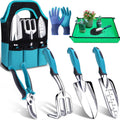 7-Piece Gardening Tools Set, Heavy Duty Garden Tools Kit with Garden Trowel, Garden Hand Shovel, Repotting Mat, Rust
