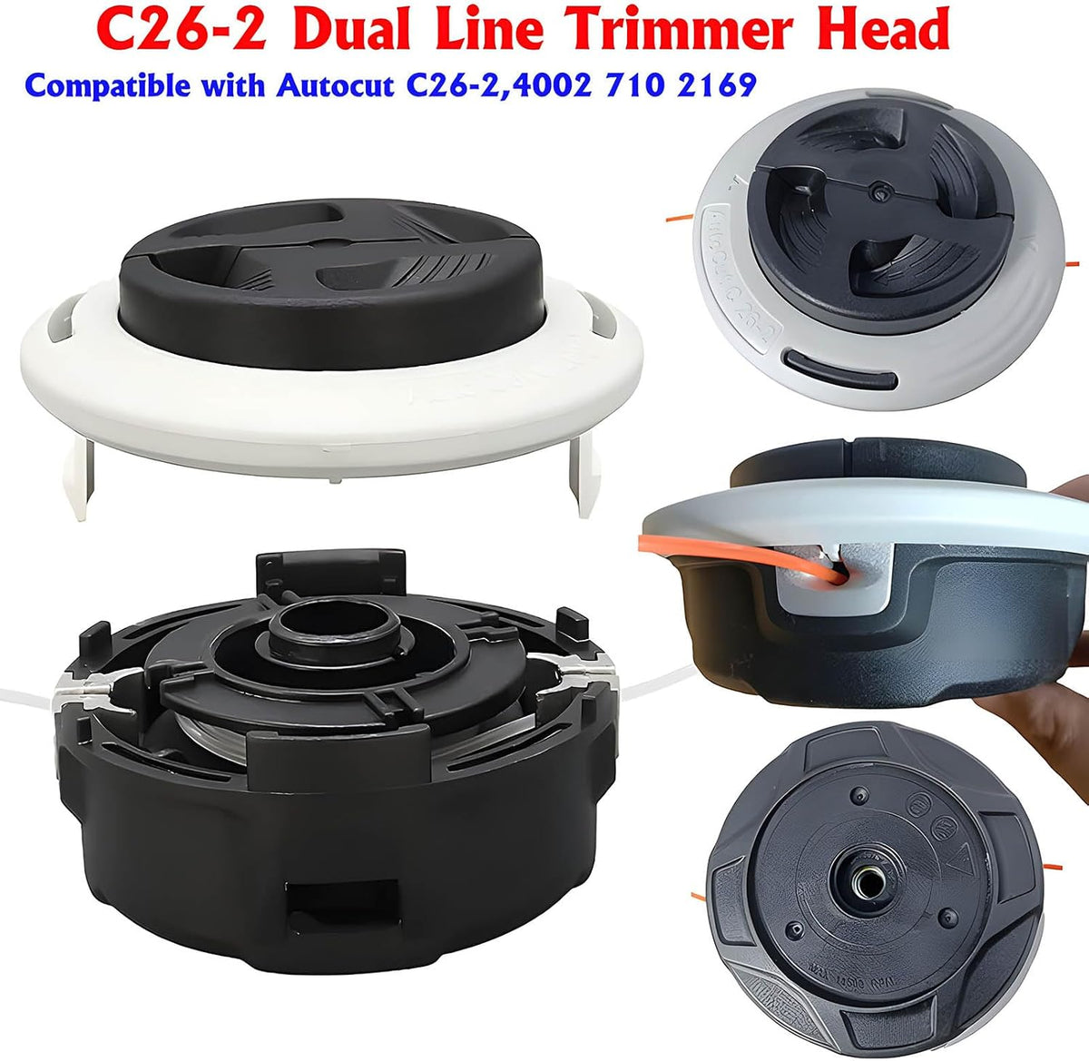 C26-2 Dual Line Trimmer Head for S-tihl FS55 FS56 FS70 FS80 FS85 FS90 FS91 FS94 FS250 FS240 FS131R FS131 FS120 FS110, Includes 0.095" Trimmer Line Replace 4002 710 2169 (1 PCS)