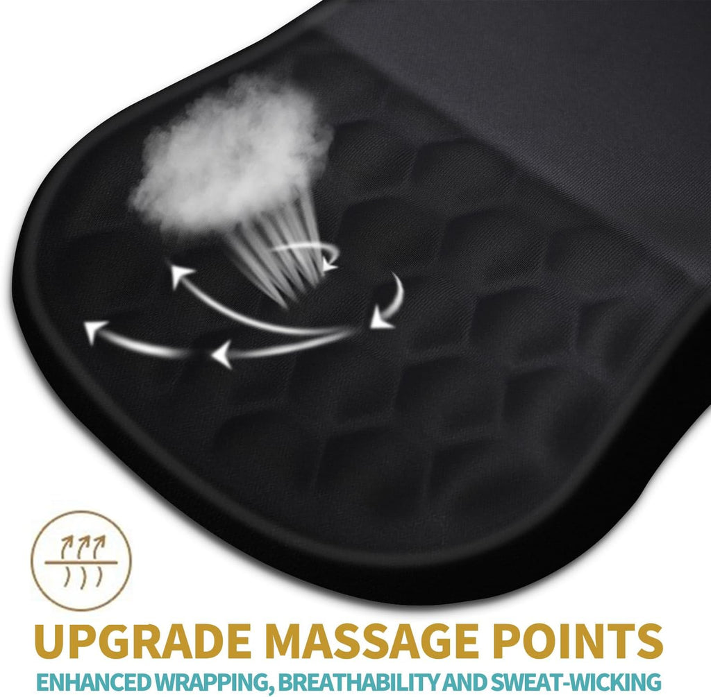 Ergonomic Mouse Pad Wrist Support with Massage Design, Wrist Rest Pain Relief Mousepad with Memory Foam&Non-Slip PU