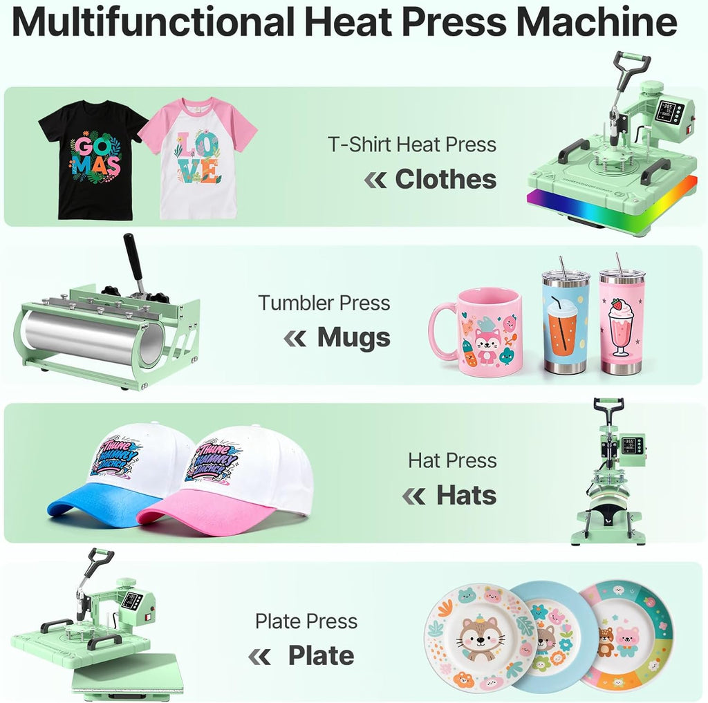 15x15 Inch 5 in 1 Swing Away Heat Press Machine for T Shirts | For DIY Creators & Small Businesses, Create Large