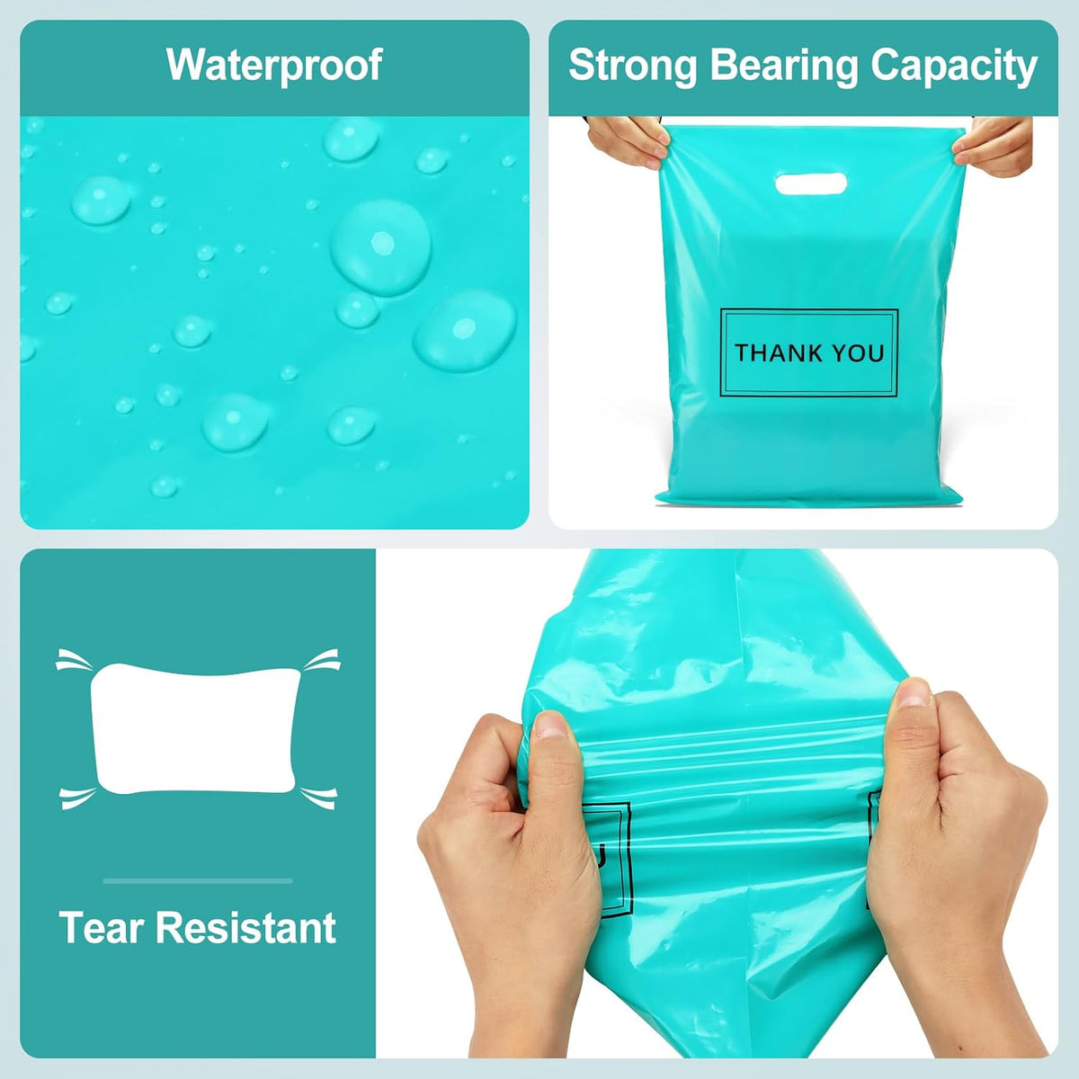 Thank You Bags for Small Business, 200pcs Plastic Retail Bags Merchandise Bags with Handles Bulk Large Reusable