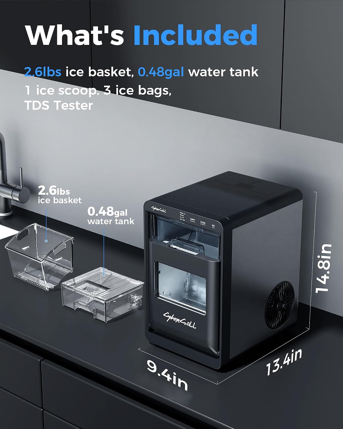 Nugget Ice Makers Countertop, 44lbs Per Day, Pebble Ice Machine