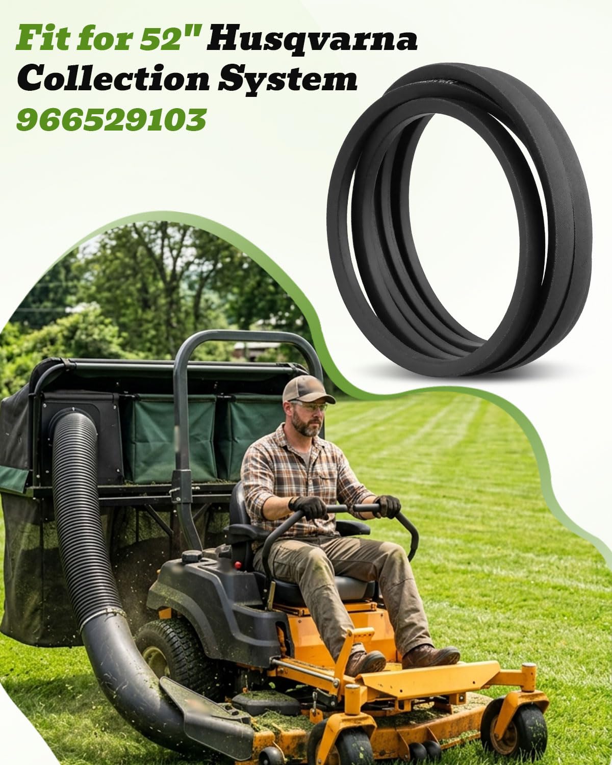 Belt Fit for 52" Husqvarna Collection System 966529103 Replace 575621701