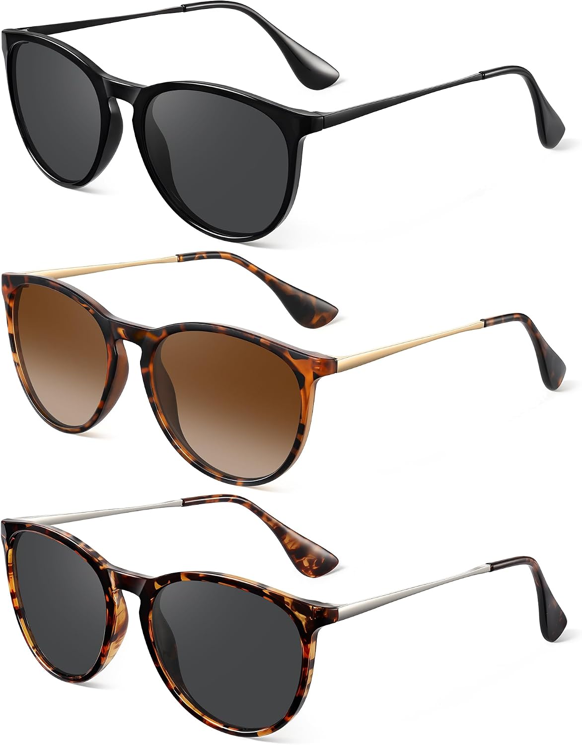 Polarized Round Sunglasses for Women Men with UV Protection | Vintage Sun Glasses Retro Trendy Sunnies Lightweight