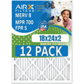 18x24x2 Furnace & AC Filter MERV 8 Dust 12-Pack