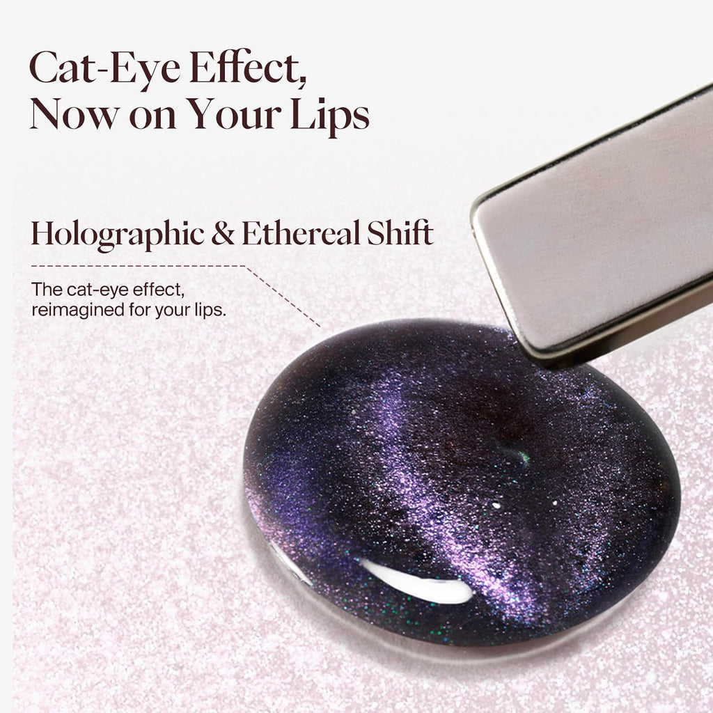 Cat Eye Lip Gloss High Shine Plumping Tint Shimmer Holographic Glow Moisturizing Non-Sticky Lip Makeup Gift