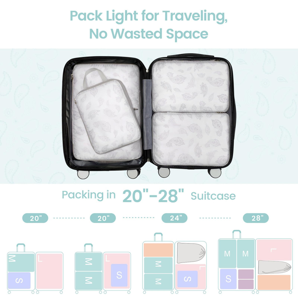 Compression Packing Cubes Travel - White Teardrop-shaped Texture