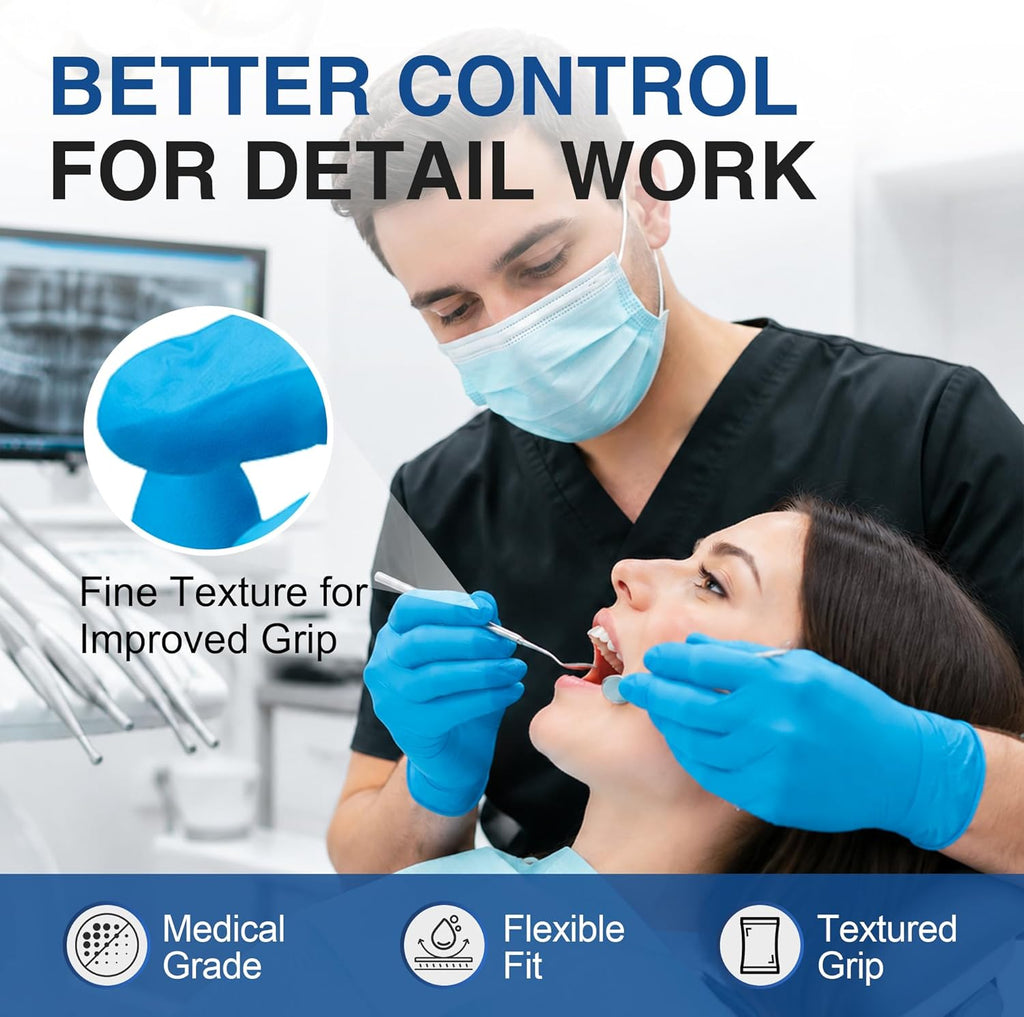 Nitrile Gloves, Gloves Disposable Latex Free, Powder Free | Black / Blue, 4-Mil, Medical Exam Glove, Food Safe