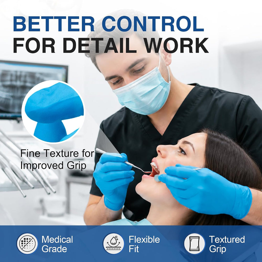 Medical Exam Glove, Gloves Disposable Latex Free, Powder Free | 5-Mil, Blue Nitrile Gloves, Food Safe Gloves, Cooking
