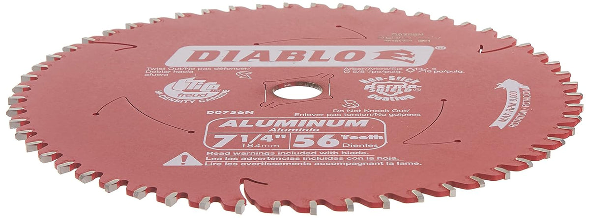 Diablo Saw Blade for Thick Aluminum - 7-1/4" Diameter, 56 TCG Teeth