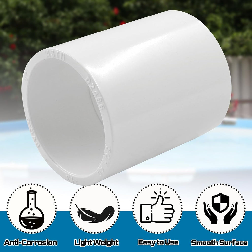10Pcs 1Inch White PVC Pipe Couplings