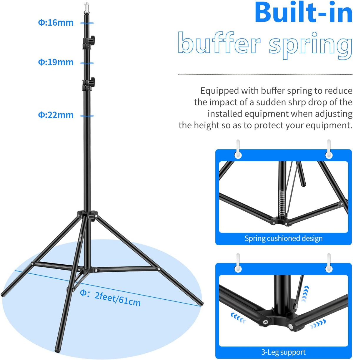 75"/6 Feet/190CM Photography Light Stands for Relfectors, Softboxes, Lights, Umbrellas, Backgrounds