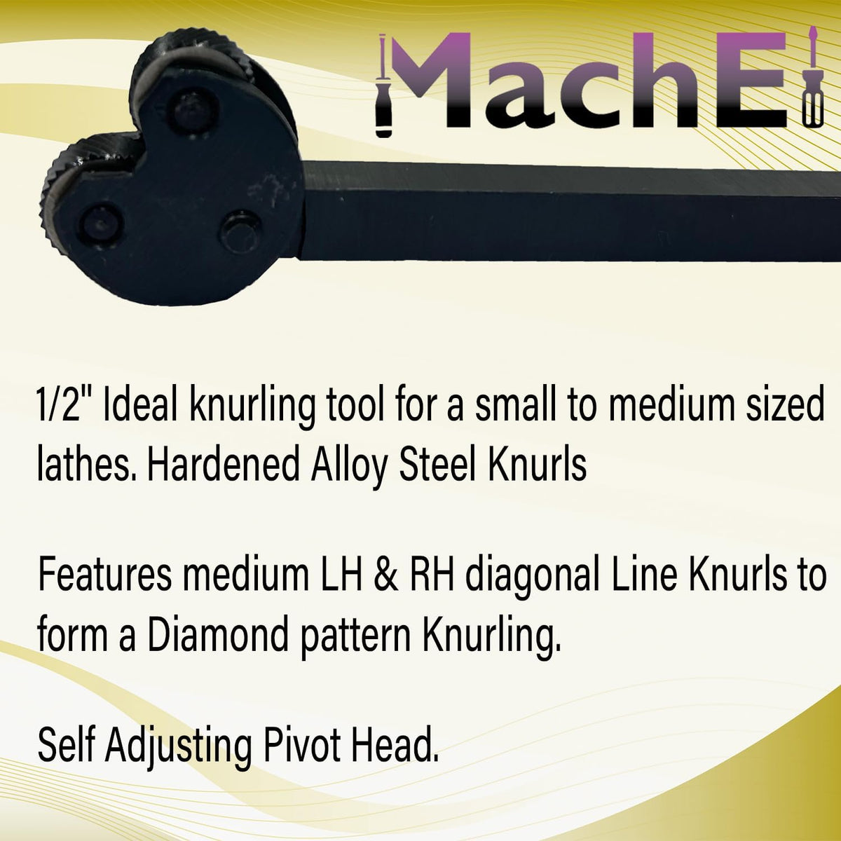 MachEl Pivot Head Diamond Knurling Tool, Medium Pitch