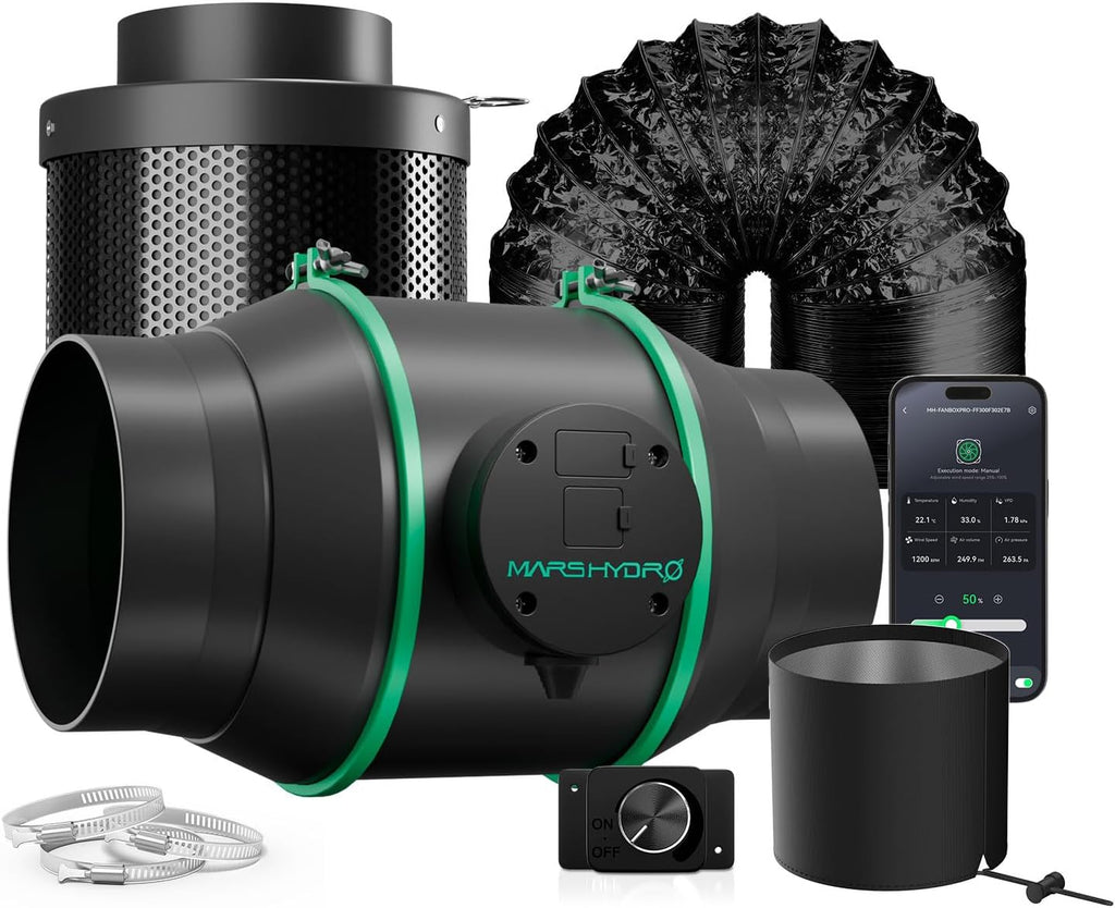 iFresh 6" Grow Tent Exhaust Fan kit with RJ12 Speed Controller | Air Filtration ,Ventilation System with Quiet Inline