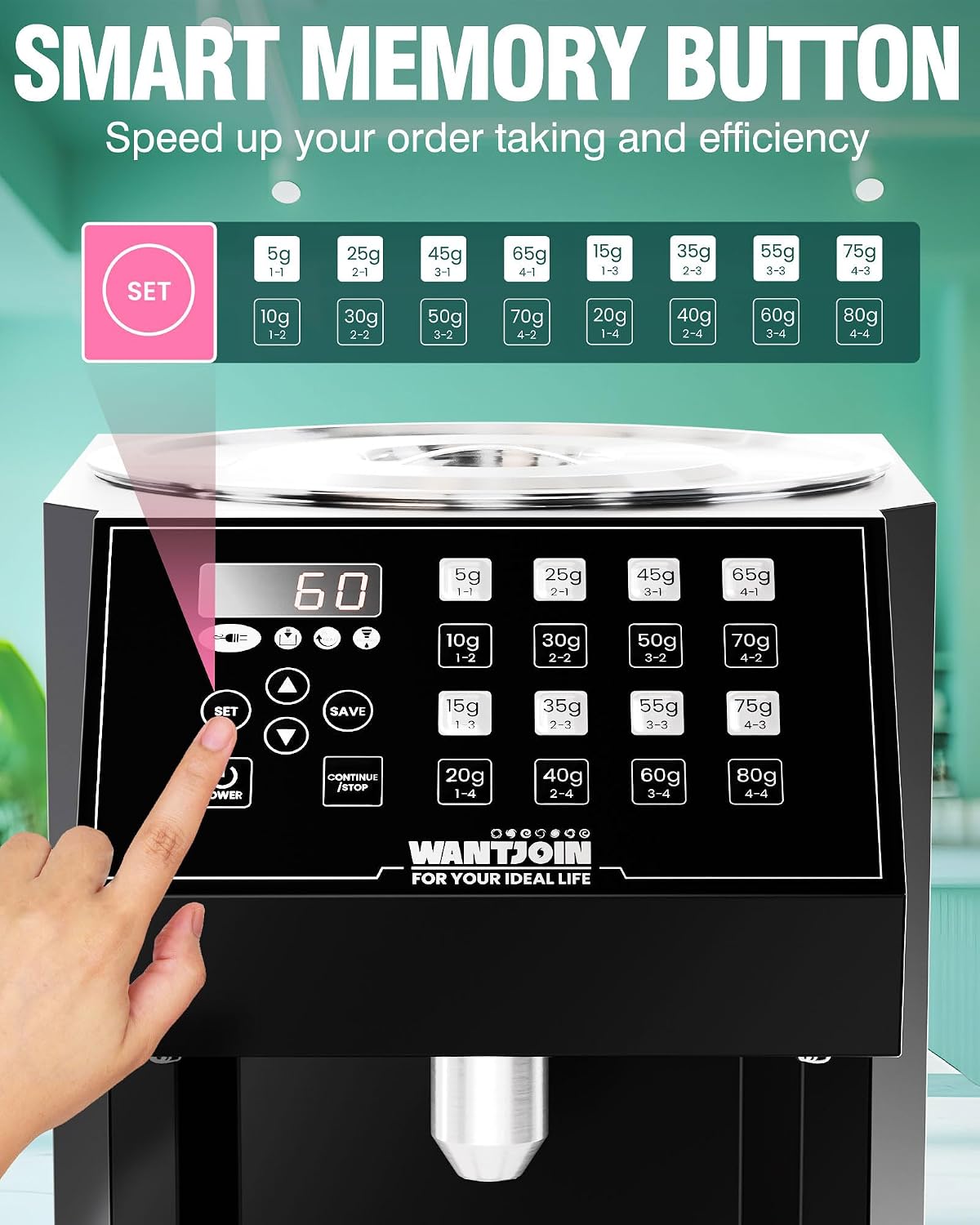 Fructose Dispenser - Automatic Fructose Machine with 16 Programmable Presets, Drip Tray, Measuring Cup & Mixing Stick