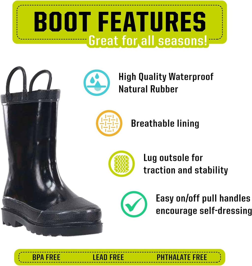 Kids Firechief 2 Waterproof Rain Boot for Boys and Girls | Toddler to big kid sizes mid boots with rubber lug
