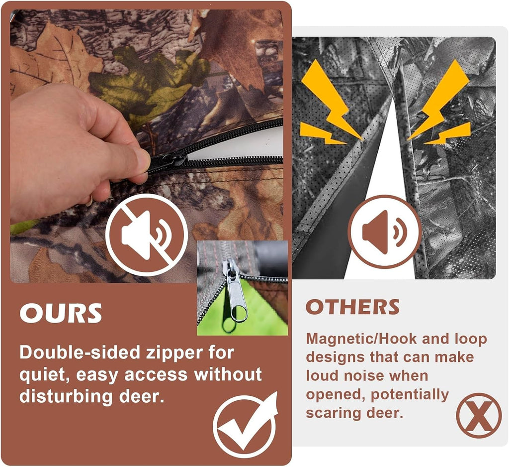 Hunting Tree Stand Blind Cover - 110"x40" Big 2-3 Person Treestand Camo Blind Cover, Universal Camouflage Ground