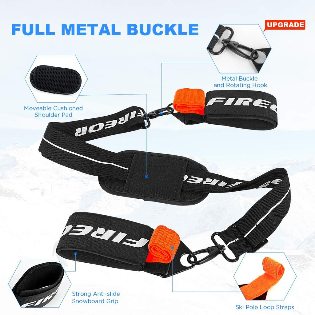 Ski Carrier Strap, Snowboard, Pole and Boot Carry Sling Band Kit Father's Day Gifts for Family Dad Men Women & Kids