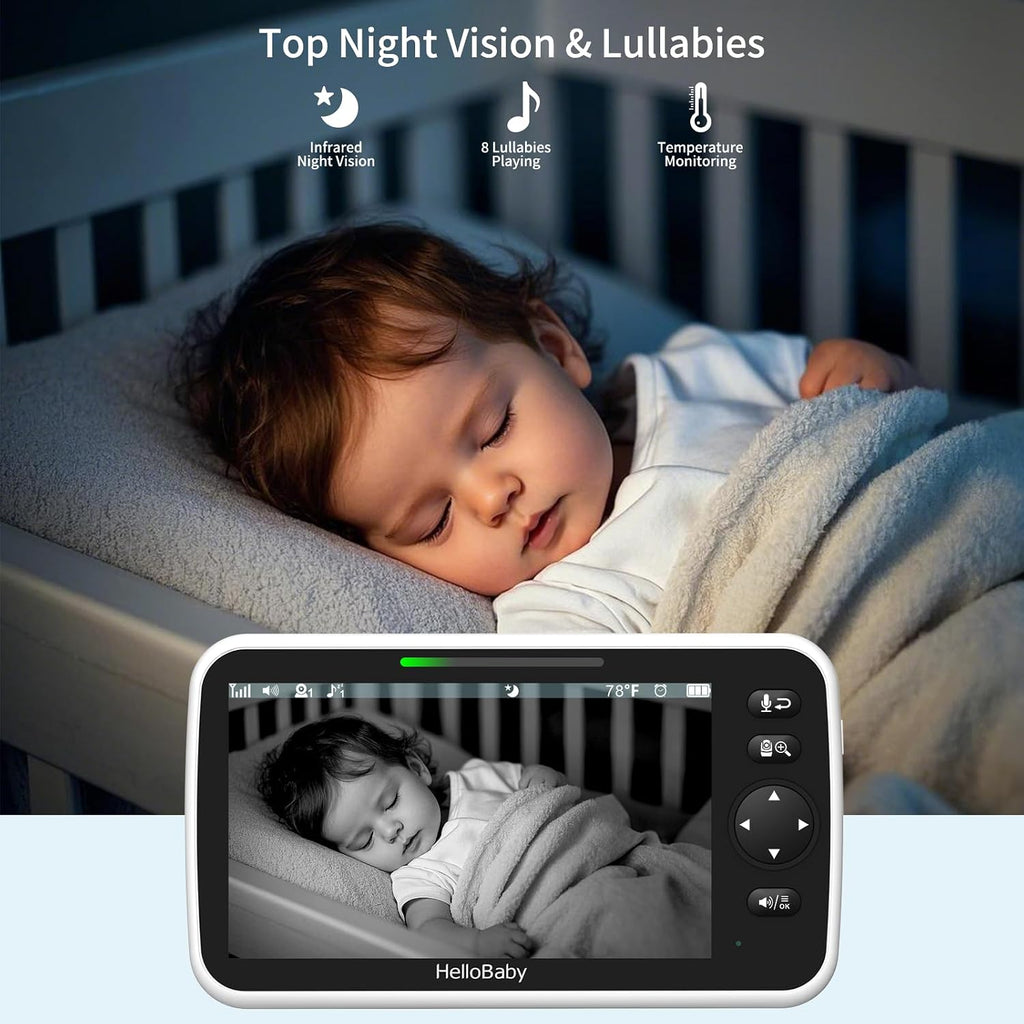 6'' World First IPS 30H Battery Split-Screen Video Baby Monitor with Camera and Audio, No WiFi, Pan-Tilt-Zoom, VOX