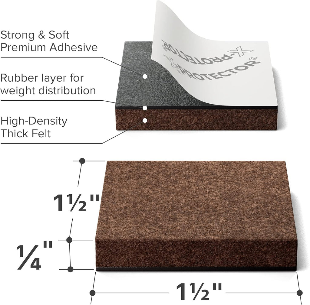 24 Heavy-Duty Felt Furniture Pads 1.5” 1/4” Thick X-Protector! Felt Pads