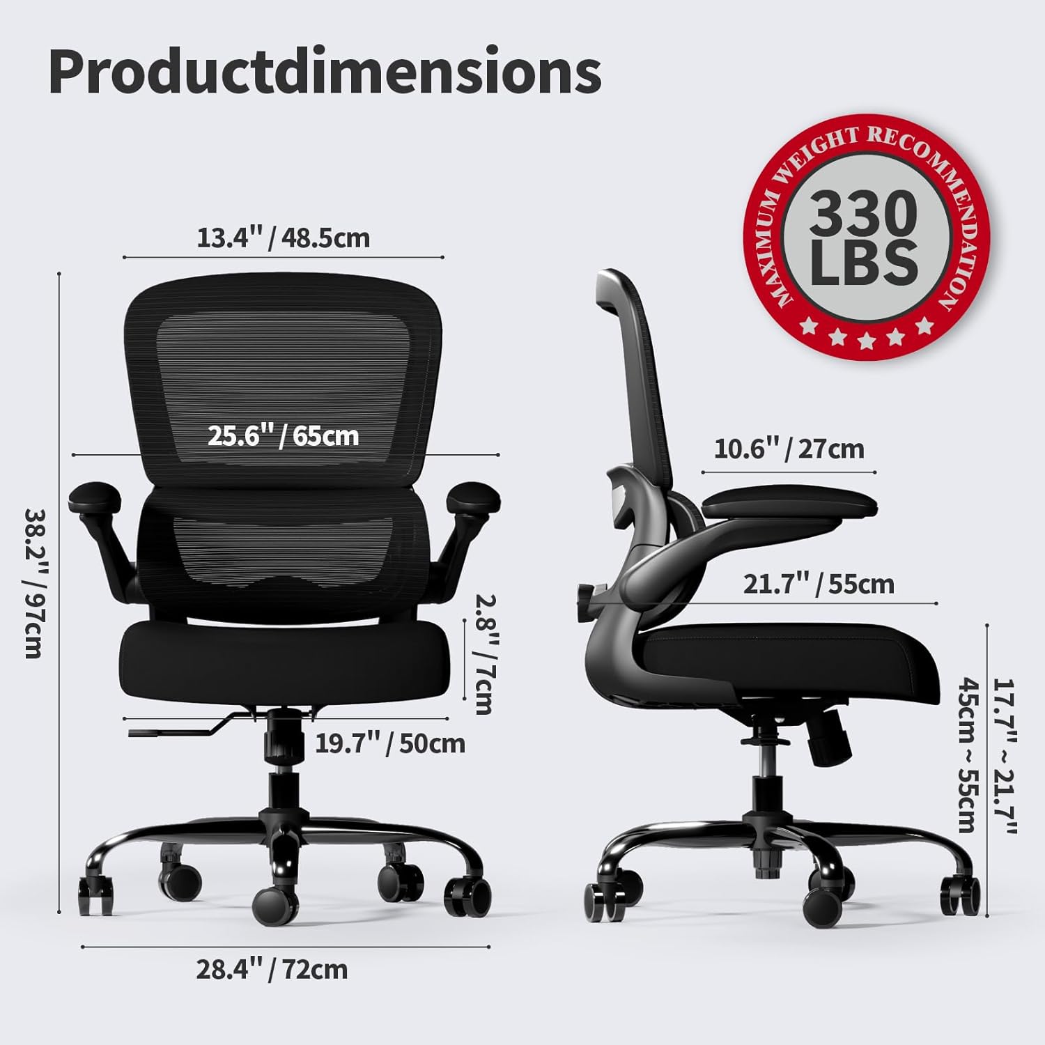 Office Chair - Ergonomic Desk Chair with Adjustable Lumbar Support, Mesh Computer Chair, Executive Chairs for Home
