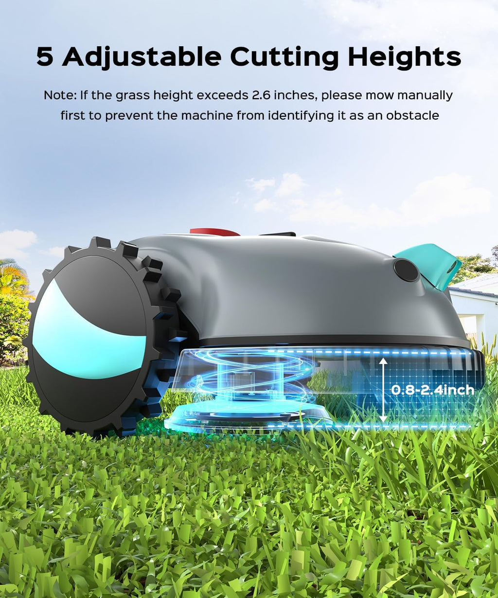 V100 Robotic Lawn Mower – Visual Navigation & Smart Obstacle Avoidance, Adjustable Cutting Height 0.8–2.4 in