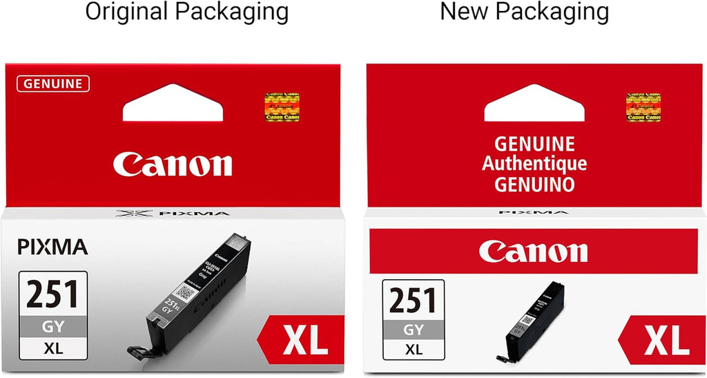 CLI-251XL Genuine Gray Ink Tank, Compatible with MG6320, MG7120, iP8720, and MG7520 Printers