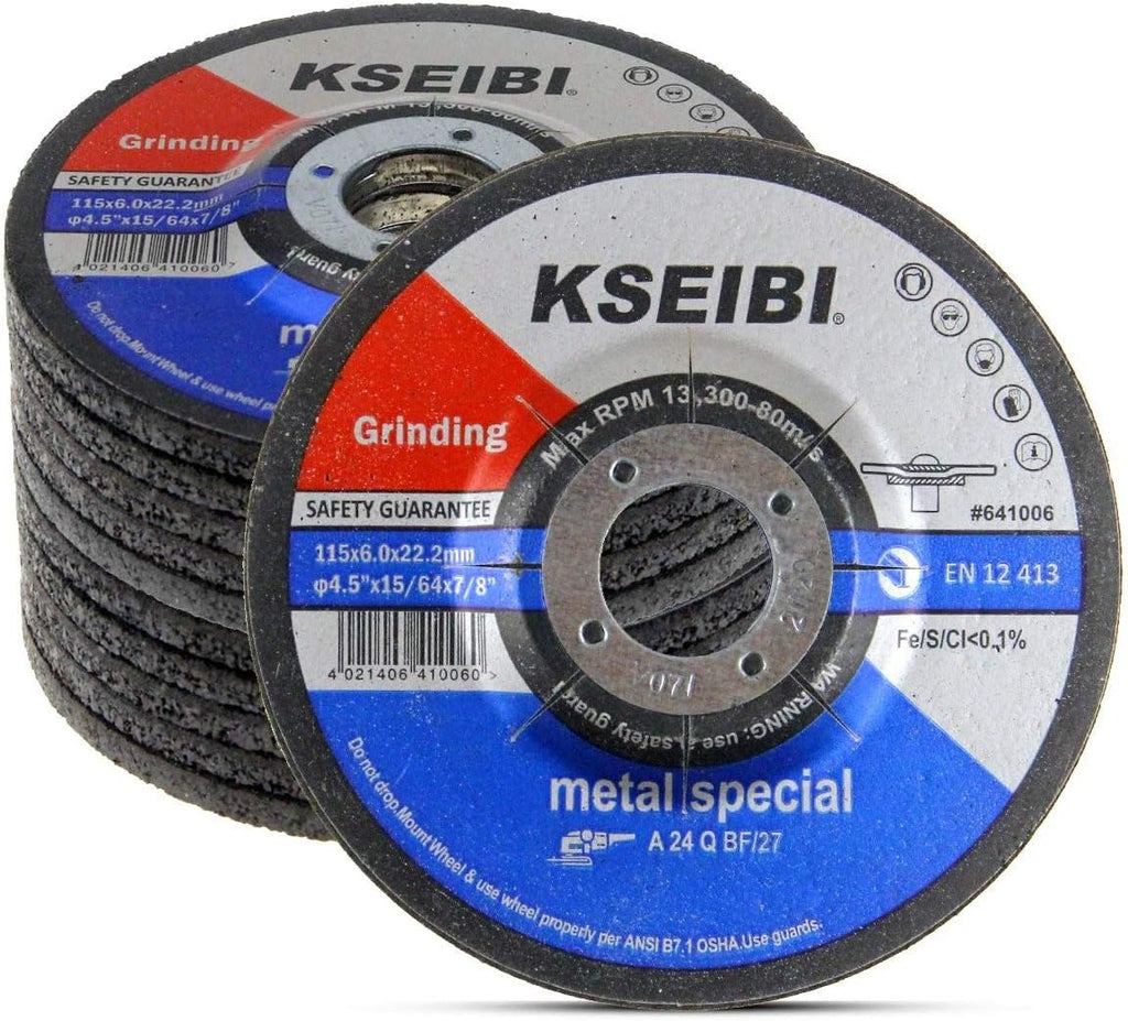 KSEIBI 651006 Aluminum Oxide Grinding Wheels, 10-Pack, 4-1/2" x 1/4"