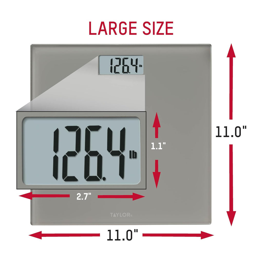Digital Bathroom Scale for Body Weight, 400 lb Capacity, 11x11 Tempered Glass Platform, 4 Precision Sensors, Mid