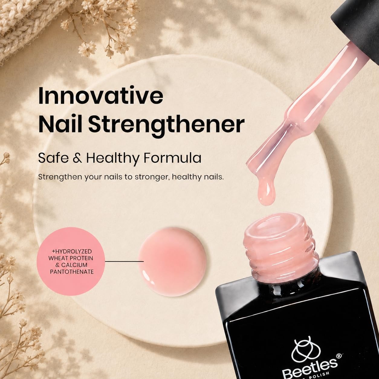 Beetles 6 Colors Rubber Base Gel Nail Polish Porcelain Pink 6Pcs 7.5ml | Nude Pink Glitter Base Color Gel Polish Set