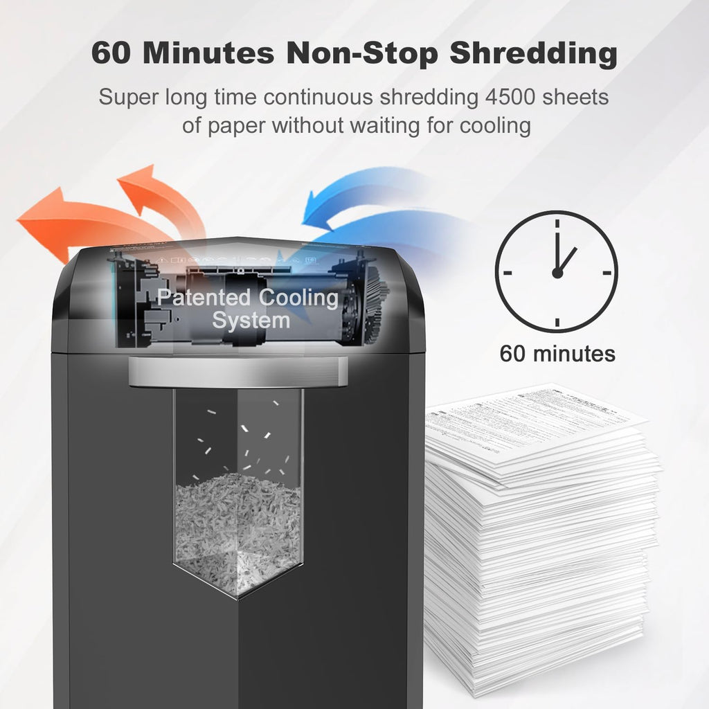 16-Sheet Micro-Cut 60-Min Run Paper Shredder Heavy Duty | Jam-Proof, P-4 Security Level, 62dB Ultra-quiet, 6-Gal Bin