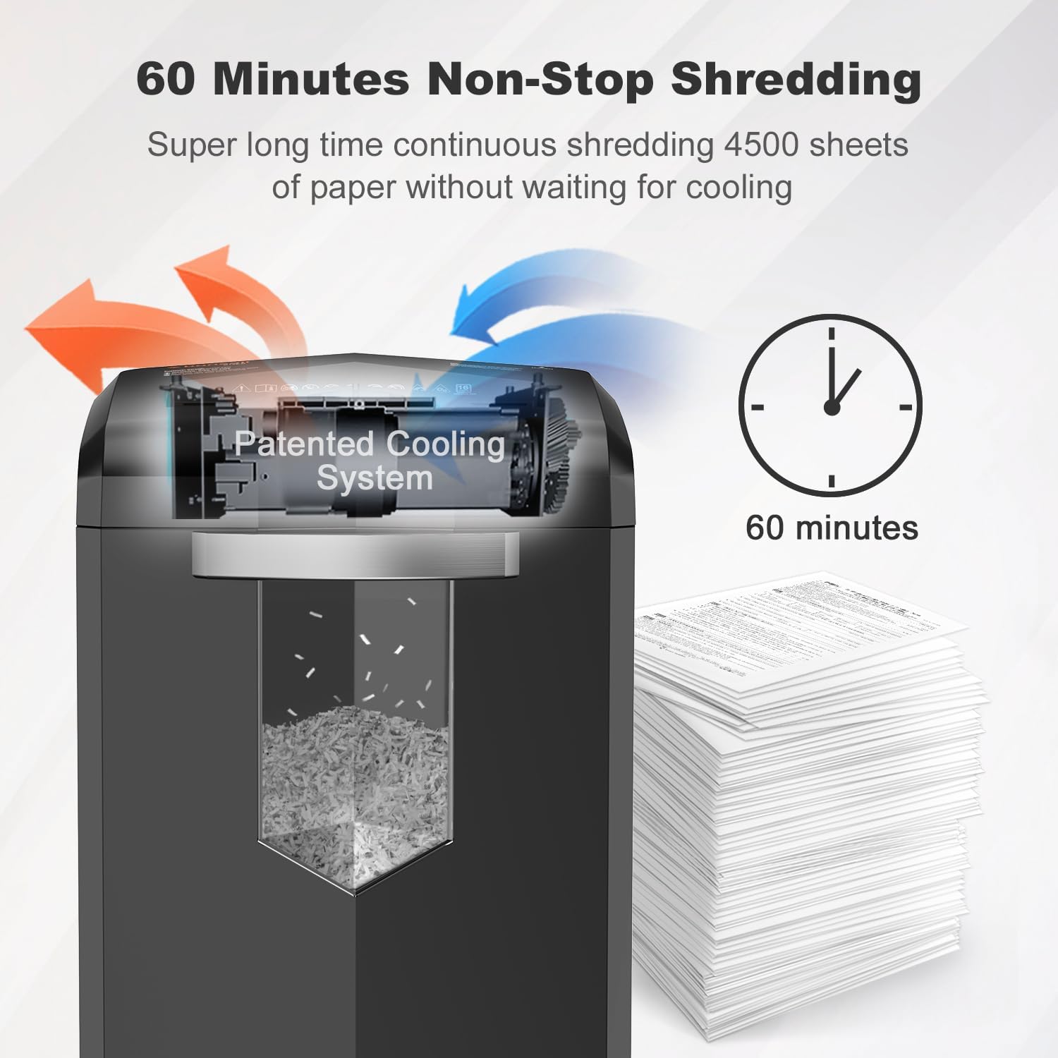 16-Sheet Micro-Cut 60-Min Run Paper Shredder Heavy Duty | Jam-Proof, P-4 Security Level, 62dB Ultra-quiet, 6-Gal Bin