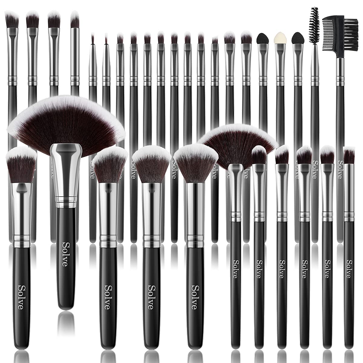 Makeup Brush Set, SOLVE 32 Pieces Professional Makeup Brushes Wooden Handle Cosmetics Brushes Foundation Concealer