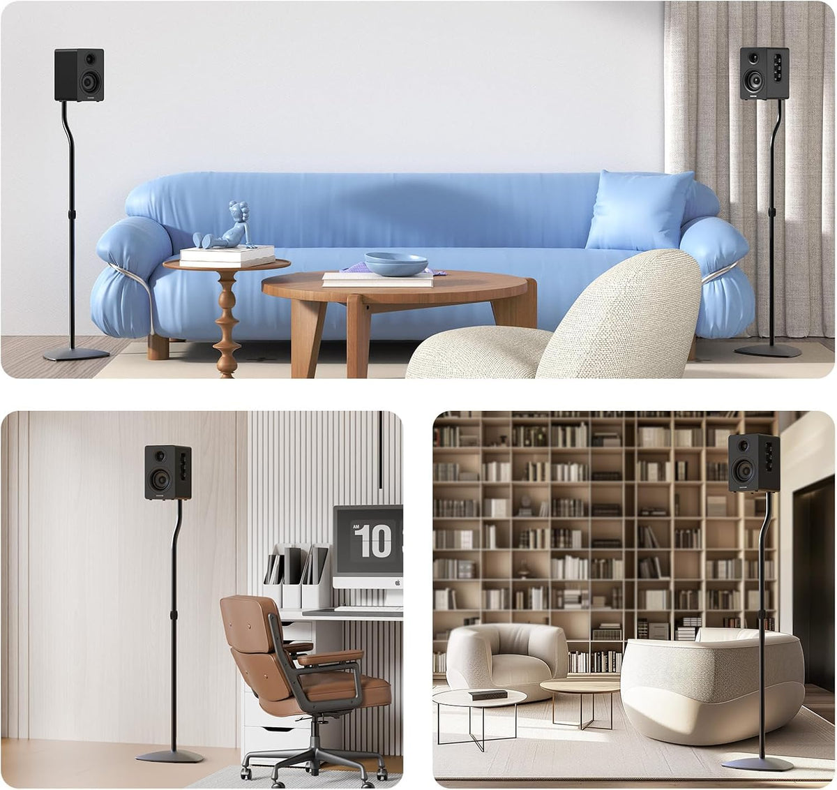 Universal Speaker Stands Pair, Satellite & Bookshelf Speaker Stands-28-38in Adjustable, Surround Sound Speaker Stand