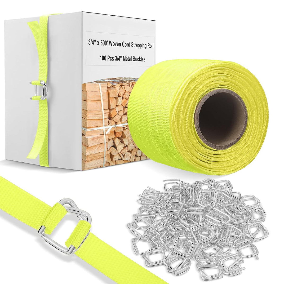 3/4" x 500' Woven Cord Strapping Kit, Yellow