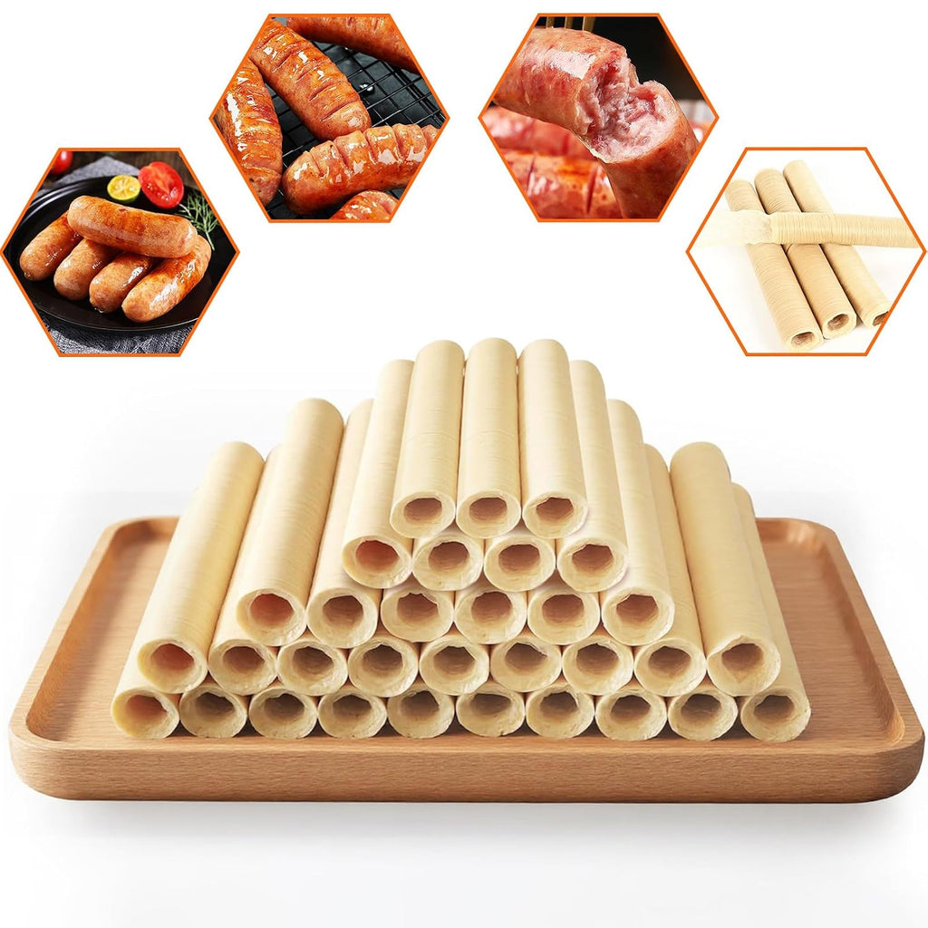 Collagen Sausage Casing,HALAL Edible Drying Sausage Casings 19mm for Hot Dog,Breakfast Sausage, Bratwurst,Chorizo and